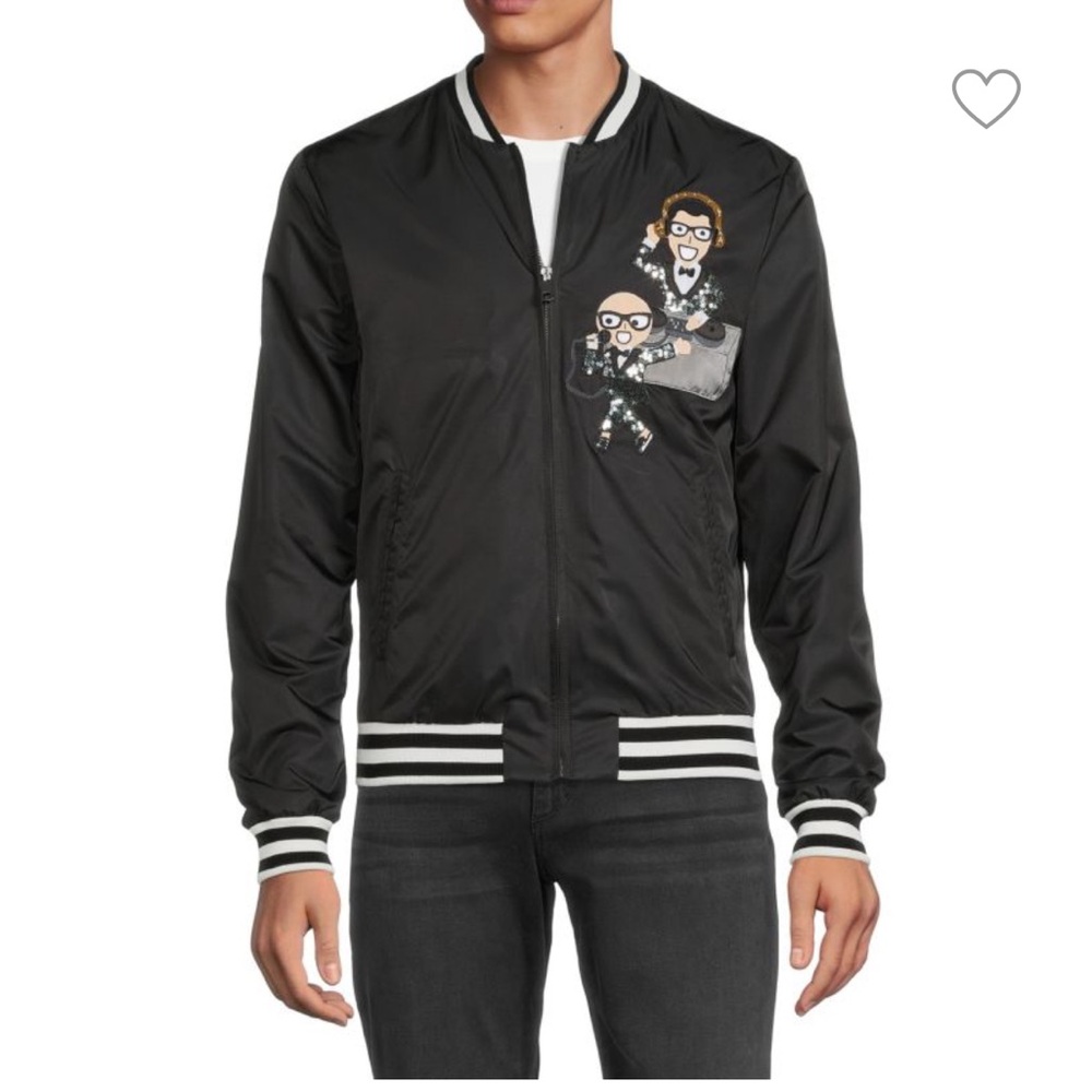 Dolce & Gabbana Black Bomber Jacket sequin DJ- Varsity Style